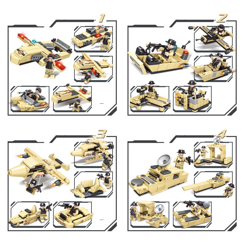 ĐỒ CHƠI XẾP HÌNH LEGO CẢNH SÁT ĐẶC NHIỆM SWAT GỒM XE CẢNH SÁT BỌC THÉP, TRỰC THĂNG, ROBOT
