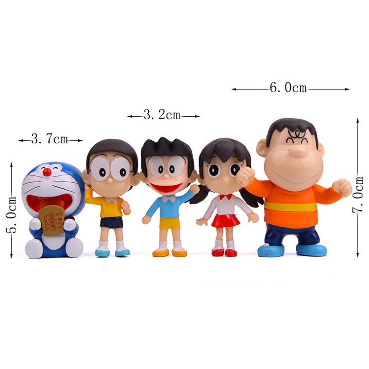 Bộ 05 nhân vật Doraemon, Xuka, Xeko, Chaien, Nobita cho các bạn trang trí bàn làm việc, DIY
