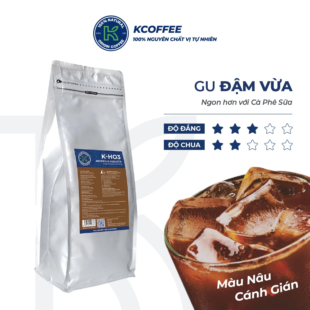 Cà phê nguyên chất xuất khẩu KHO3 1000g thương hiệu KCOFFEE