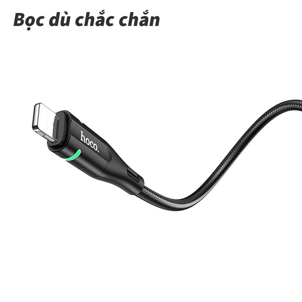 Dây cáp sạc IP điện thoại Hoco U93 có đèn báo bọc dù cao cấp