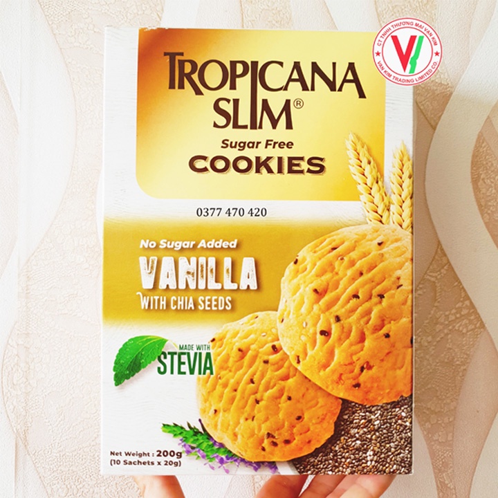 Bánh quy ĂN KIÊNG Tropicana Slim Vani 200g (10 x 20g) - Thích hợp cho người ĂN KIÊNG, TIỂU ĐƯỜNG