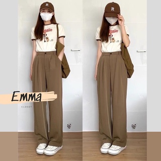 Quần tây ống rộng nữ dáng suông dài phong cách Hàn Quốc Quần culottes 100cm màu đen nâu tây
