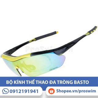 Kính Thể Thao Chơi Tennis 3 tròng mắt Chính Hãng Basto BS202 - Có Tròng Phụ Gắn Mắt Cận