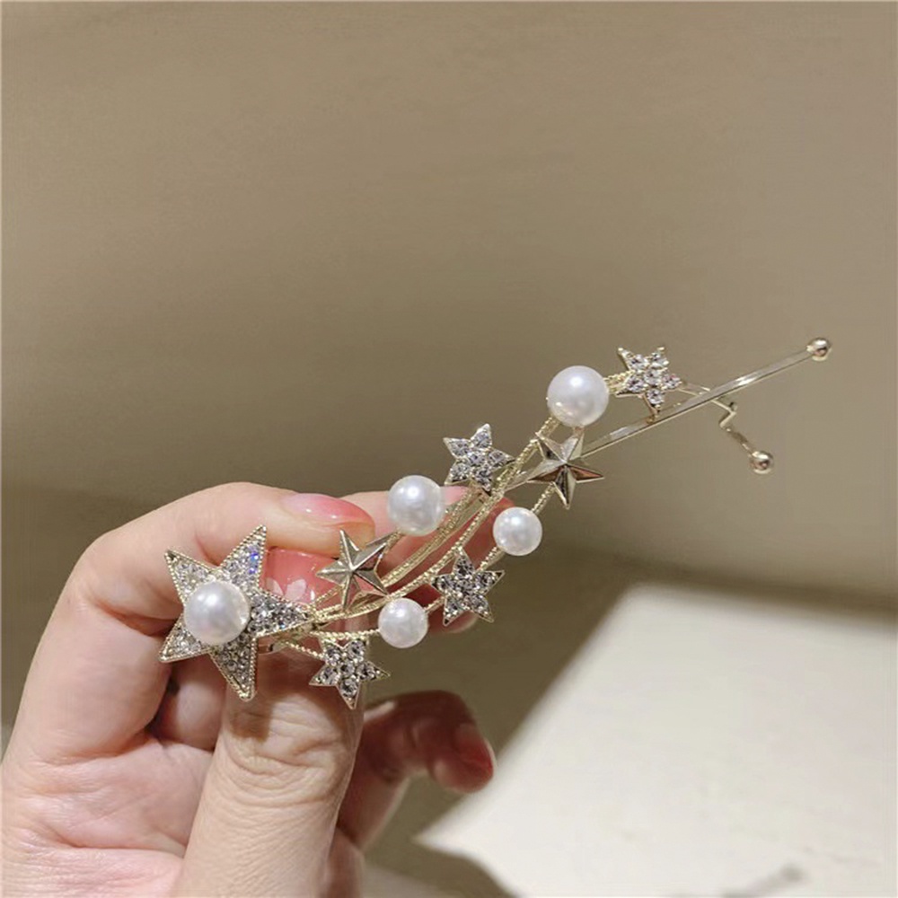 Kẹp Tóc Hình Ngôi Sao Đính Ngọc Trai Lãng Mạn Cho Nữ