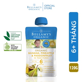 Hỗn Hợp Trái Cây Nhiệt Đới: Lê, Chuối, Dứa và Chanh Dây Hữu Cơ Bellamy's Organic