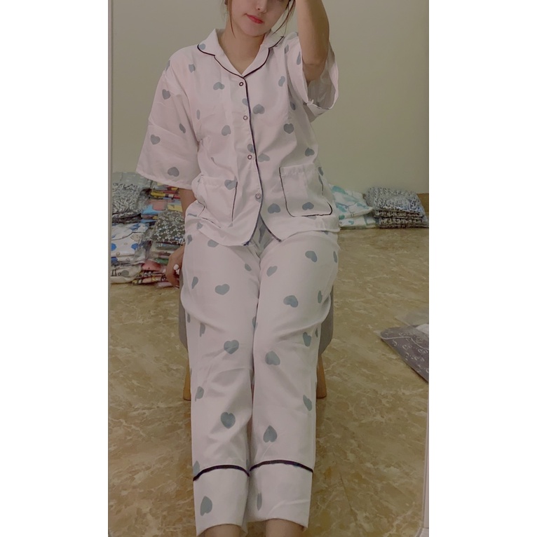 [TRENDY] Bộ pyjama quần dài tay lỡ vải kate thái giá xưởng siêu rẻ