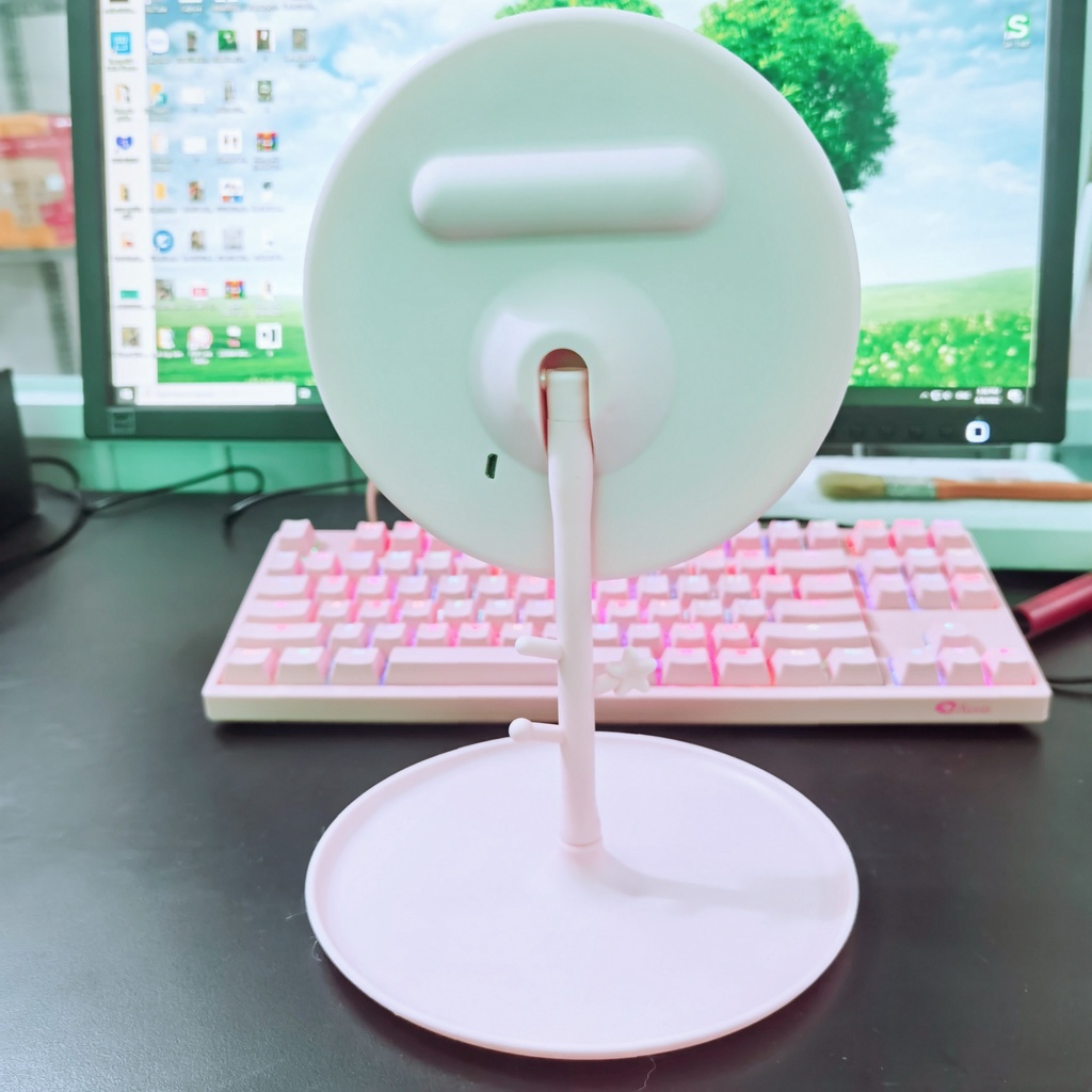 Gương để bàn trang điểm makeup G2 đèn LED cảm ứng 28 x18cm sạc USB