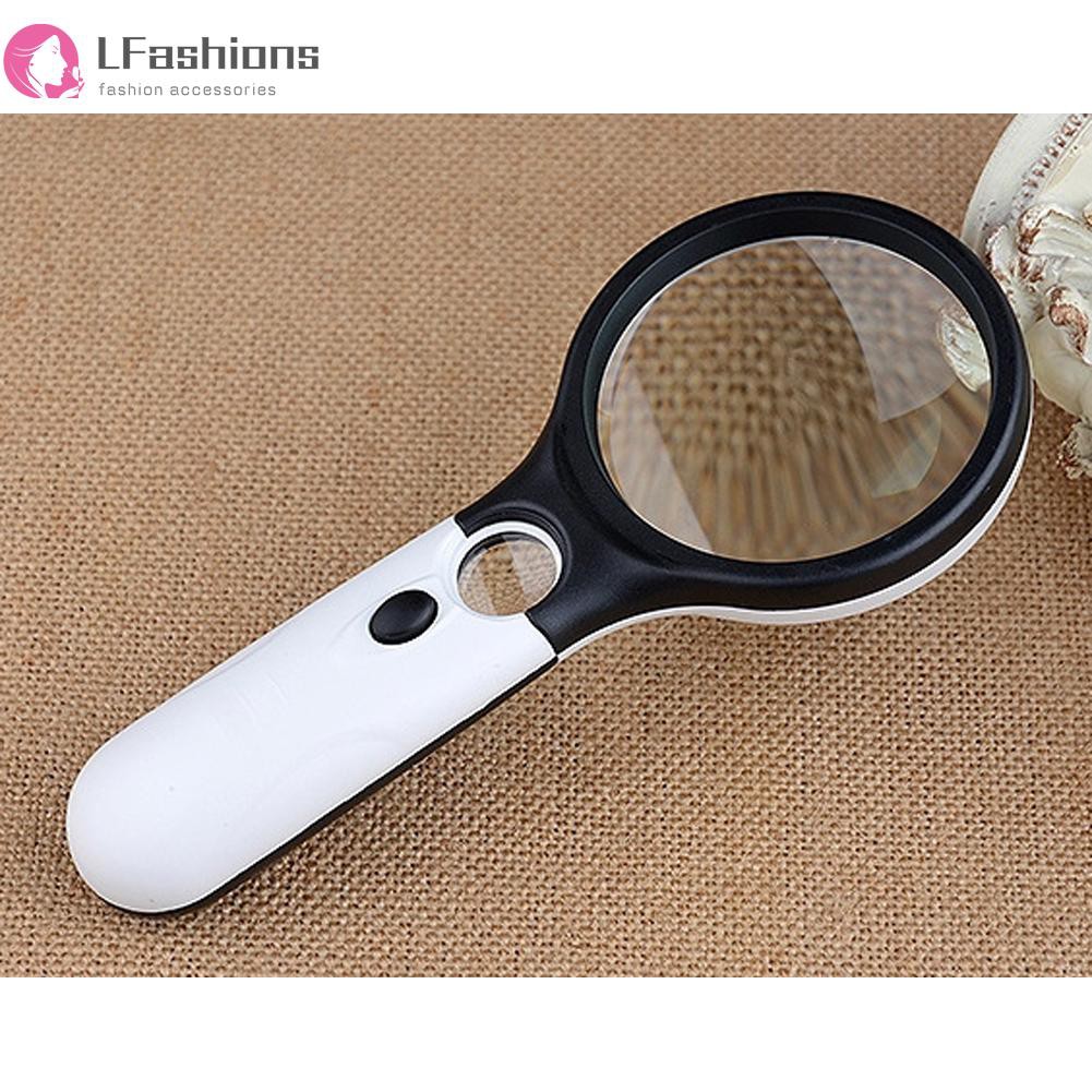 Lfashion❤ 3 LED Light 45X Handheld Reading Magnifying Glass Lens Jewelry Watch Loupe 