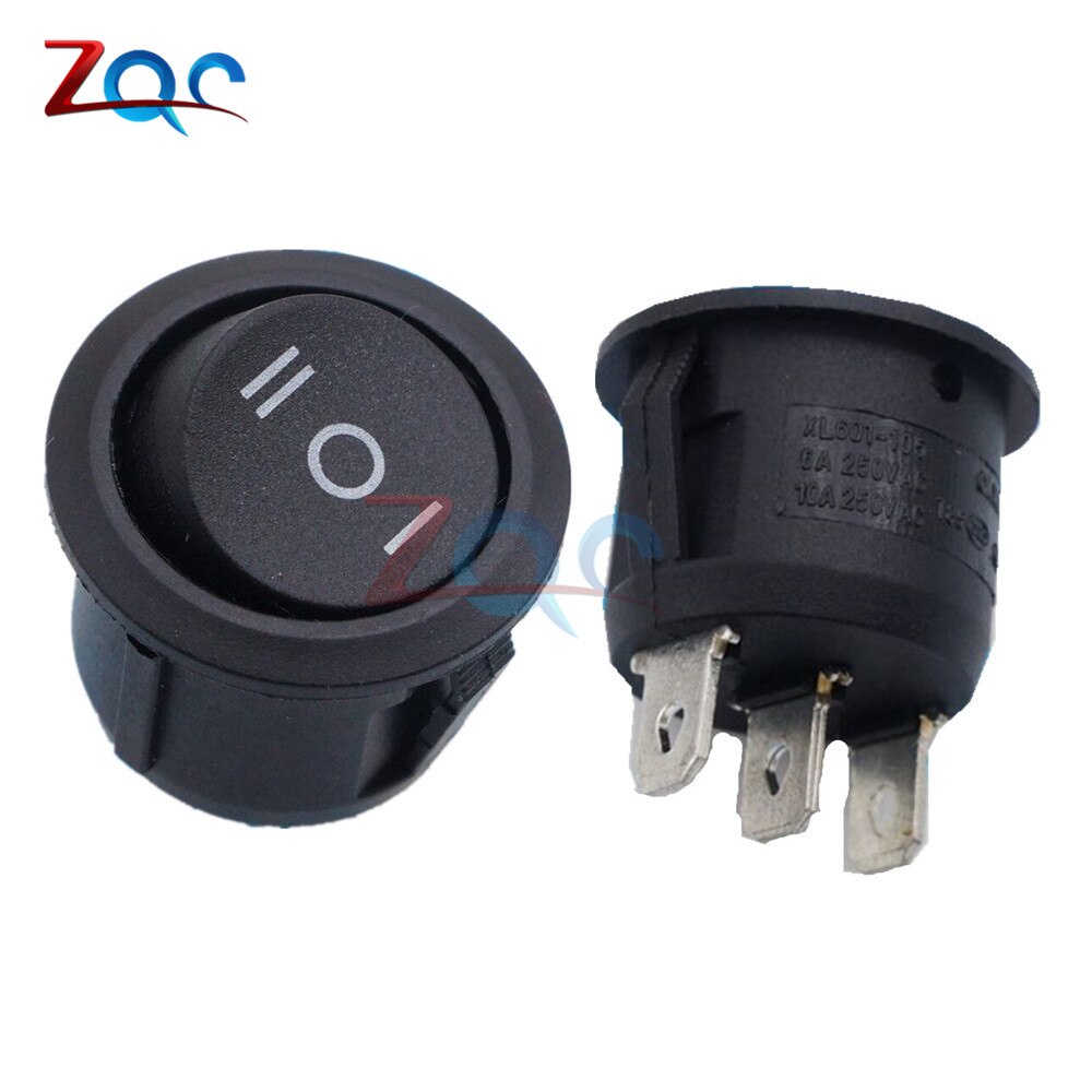 Set 5 Công Tắc Tròn 3 Pin SPDT Màu Đen Cho Tàu/Xe Hơi/Tàu Thuyền