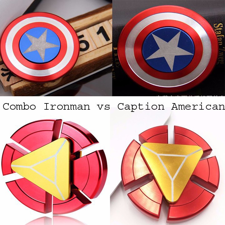 COMBO CON QUAY SPINNER CAPTAIN VÀ IRONMAN KIM LOẠI CAO CẤP (có bỏ sỉ sll giá rẻ)