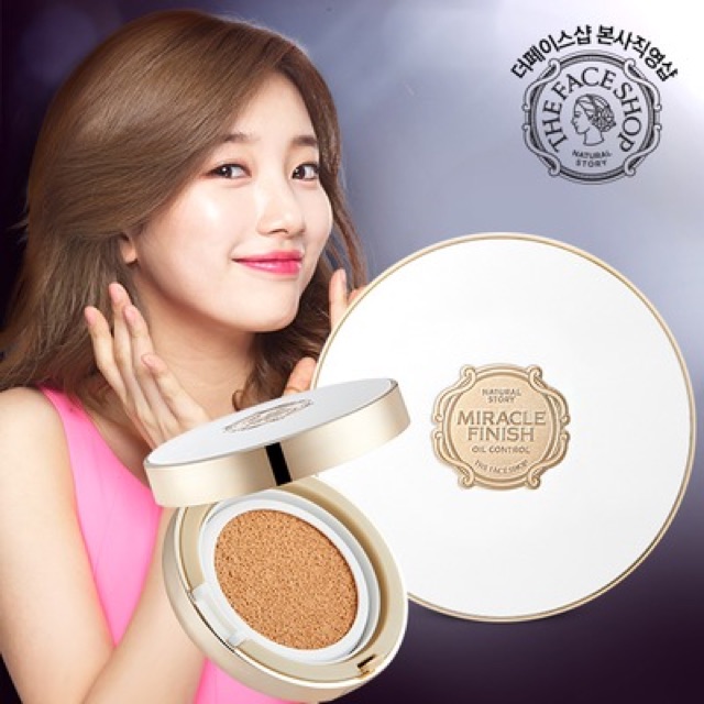 (Mẫu mới) 💜Phấn Nước Kiềm Dầu The Face Shop MIRACLE FINISH OIL CONTROL WATER CUSHION SPF50+ PA+++