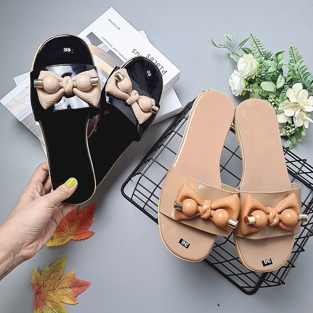Dép kiểu thời trang nữ mẫu nơ tiểu thư, thích hợp để đi chơi dạo phố, đi biển