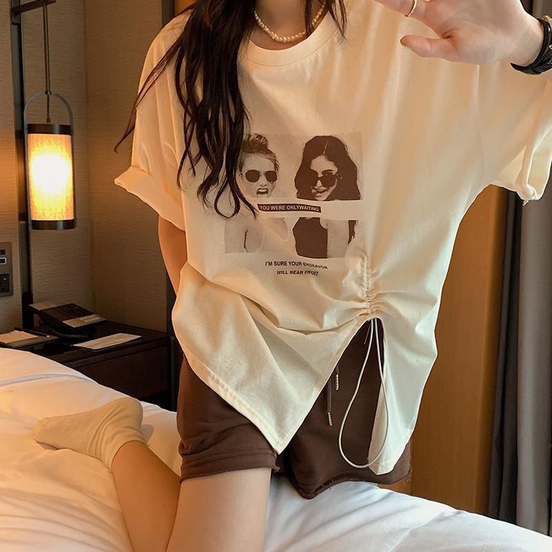 Bộ Áo Thun Tay Ngắn Dáng Rộng Phối Quần Short Thời Trang Mùa Hè 2022 Cho Nữ