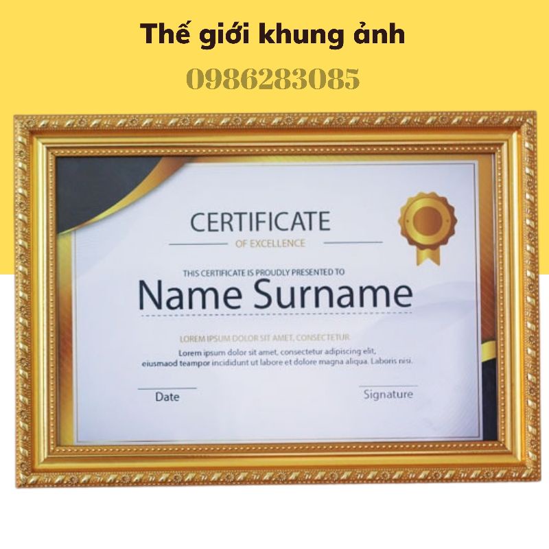 Khung bằng khen cỡ A4 hàng đẹp giá rẻ, tặng kèm đinh và móc treo