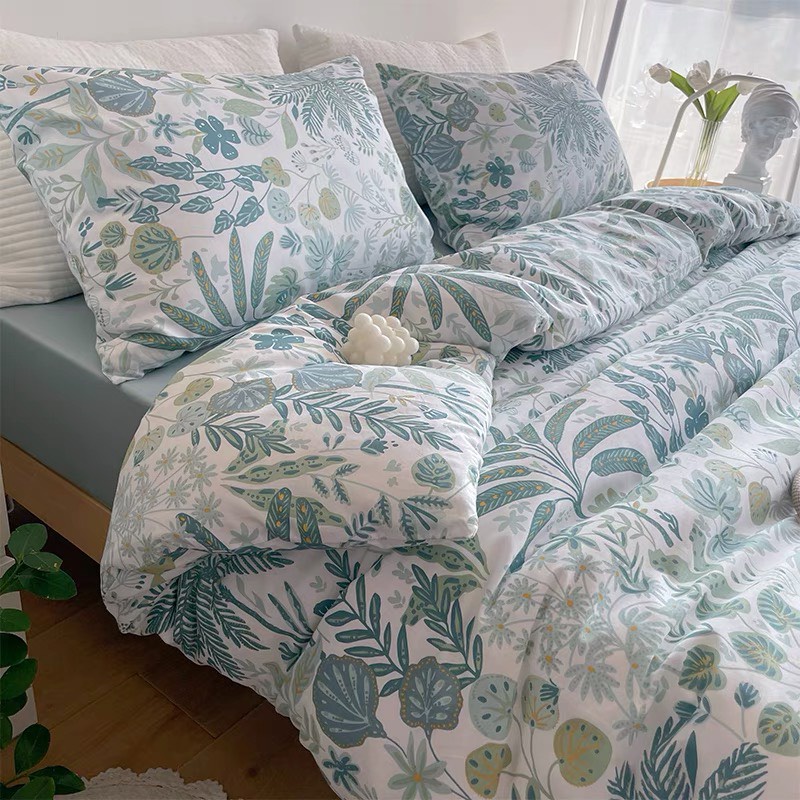 Bộ chăn ga gối ga giường cotton living trần chăn hè cao cấp (chát chọn mẫu)