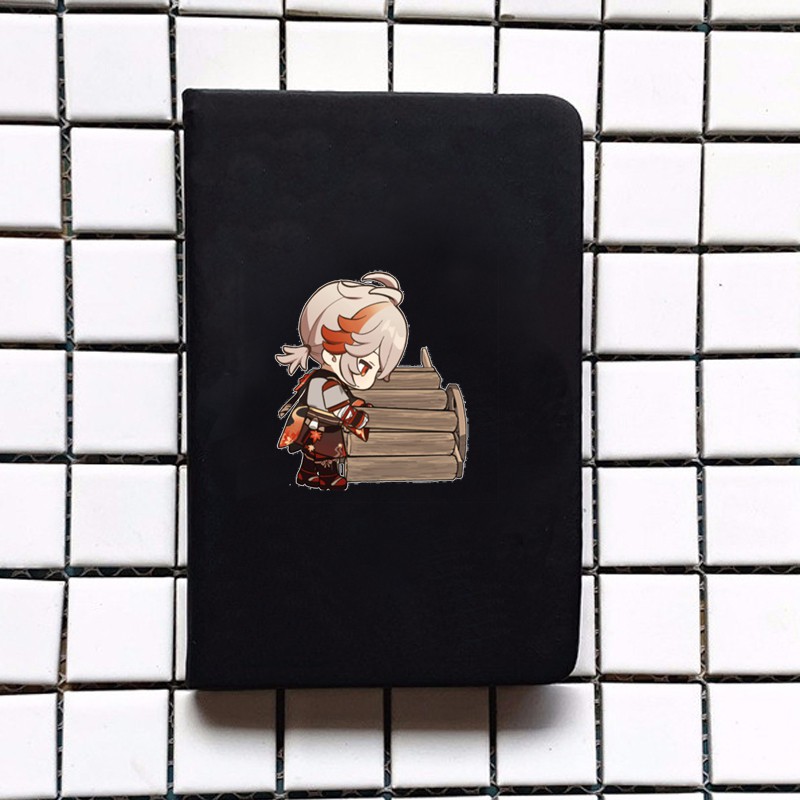 Sổ bìa da A6 in hình nhân vật KAZUHA Genshin Impact game chibi anime sổ tay xinh xắn