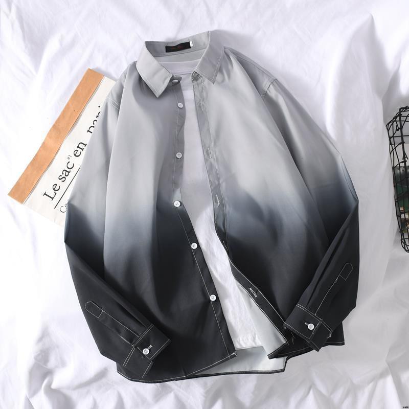 Áo Sơ Mi Tay Dài Nhuộm Màu Loang Phong Cách Hàn Quốc 2020 Cho Nam