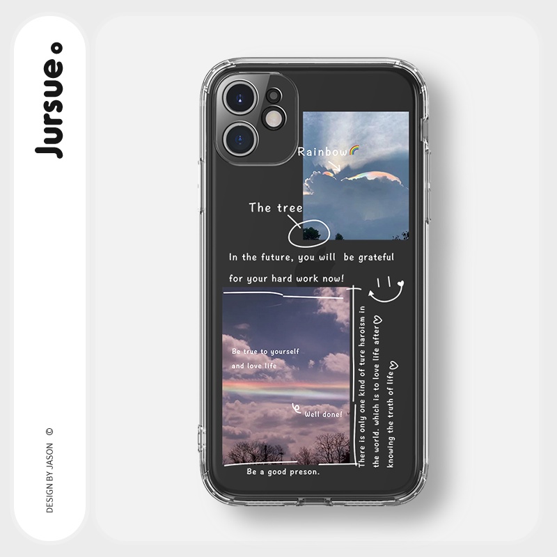 Ốp lưng JURSUE viền vuông hình dễ thương đẹp cho iPhone 13 12 11 Pro Max SE 2020 X XR XS ip 8 7 6 6S Plus kute Y180