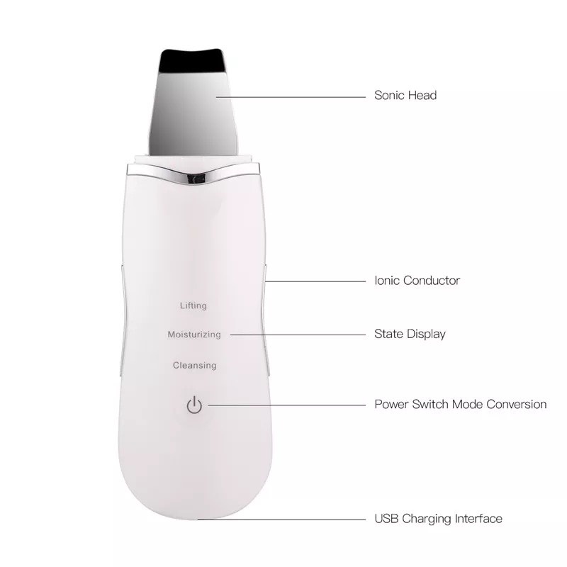 Máy Sủi Da Cà Da Làm Sạch Sâu Da Mặt Ultrasonic SunQueen Rung Sóng Âm ion Giúp Phục Hồi Collagen Cho Da