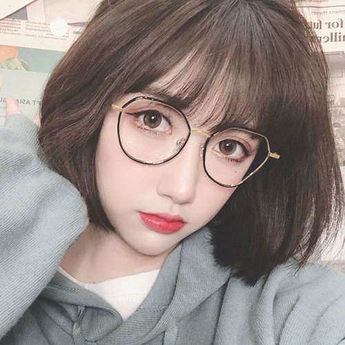 Mắt Kính Thời Trang Form Đa Giác Gọng Kết Hợp Nhựa Và Kim Loại Phong Cách Cổ Điển