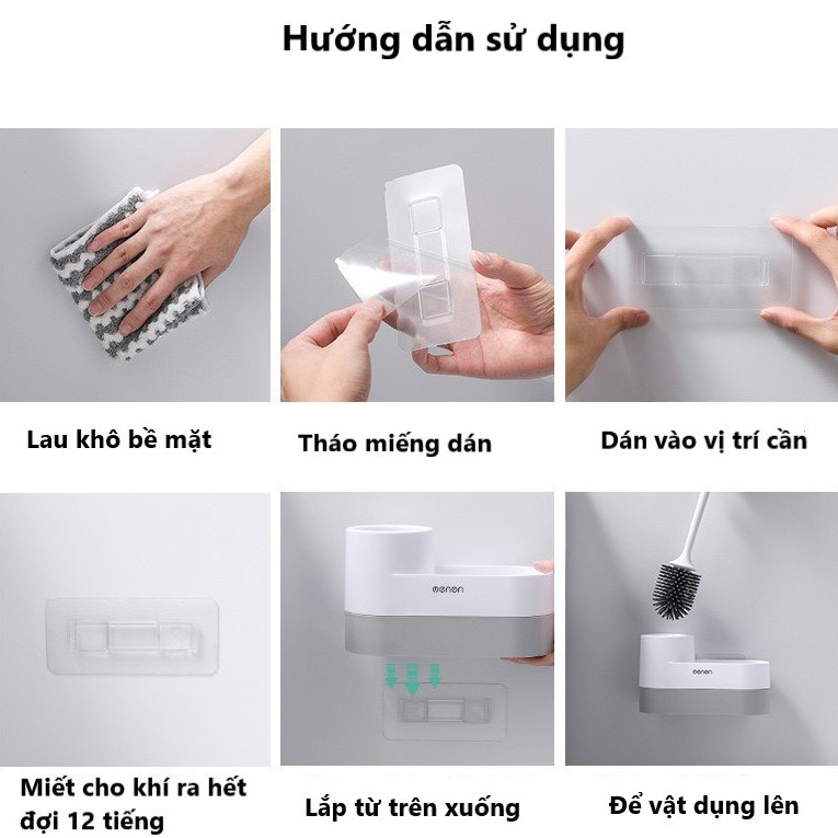 Chổi Cọ Vệ Sinh Nhà Tắm OENON Kèm Kệ Để Chổi Cọ Rửa Toilet Dán Tường(Tặng Kèm Miếng Dán)