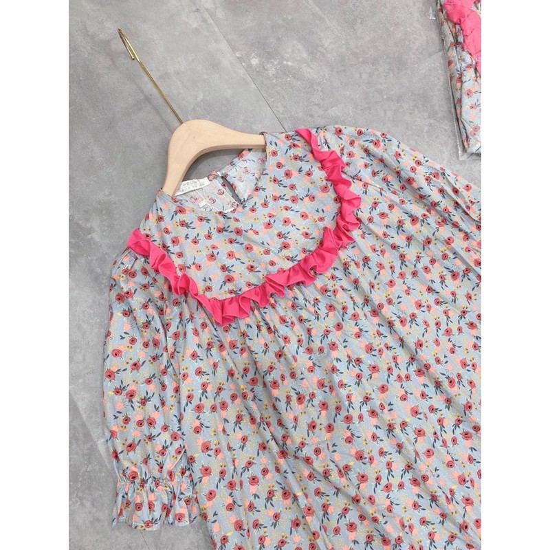 [Mặc Là Xinh] Váy Hoa Cổ Bèo Dáng Suông, Đầm Hoa Nhí Dáng Dài Phối Bèo Hồng Có Ảnh Thật Kèm Video | BigBuy360 - bigbuy360.vn