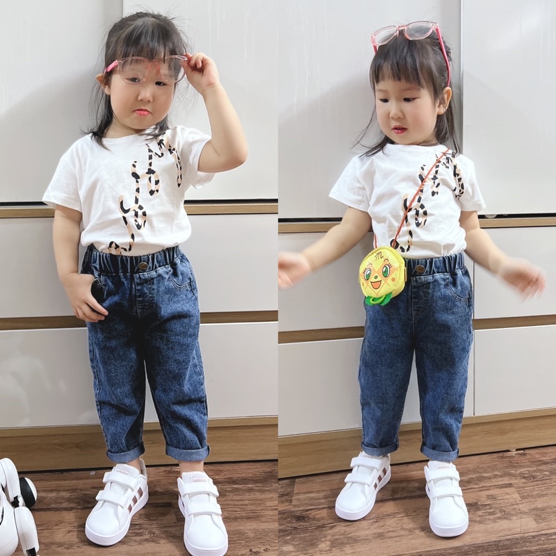 Quần Jeans Cho Bé , Quần Jeans Cạp Chun Dáng Baggy Màu Xanh Cho Bé - Nhà Cam