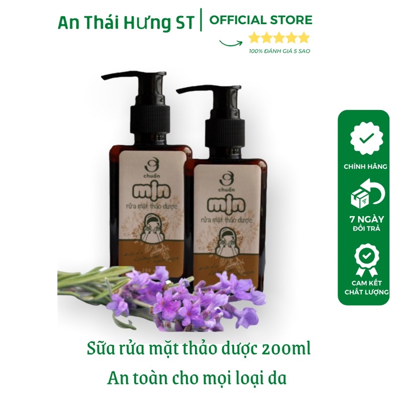 Sữa rửa mặt thảo dược mịn 200ml - mịn da, giữ ẩm, ngừa mụn.