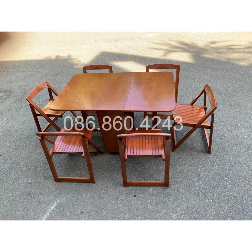 BÀN ĂN GỖ SỒI THÔNG MINH GẤP GỌN ĐỦ MÃU MÃ