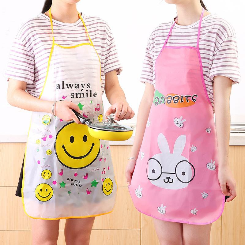 Tạp Dề Nilon Chống Thấm Cute - Tạp Dề Chống Nước, Chống Dầu Mỡ Họa Tiết Hoạt Hình 11107