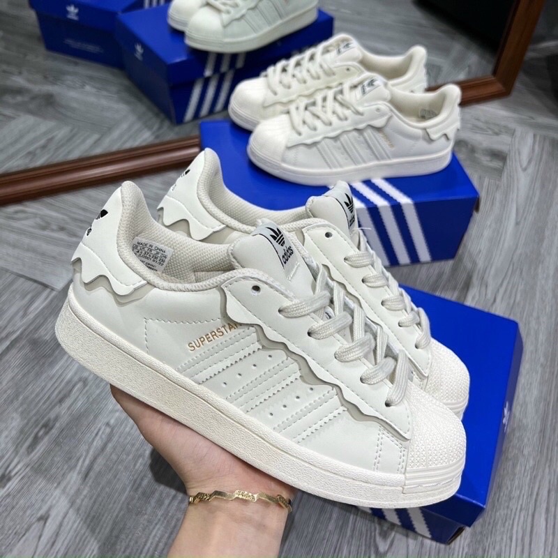 Giày adidas sò kem siêu cấp . Giày thể thao nam nữ buộc đaay sneaker kèm hộp