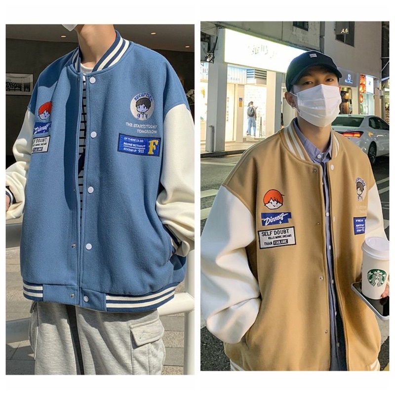 Áo khoác bomber unisex form rộng, Áo khoác nỉ bông ngoại cao cấp