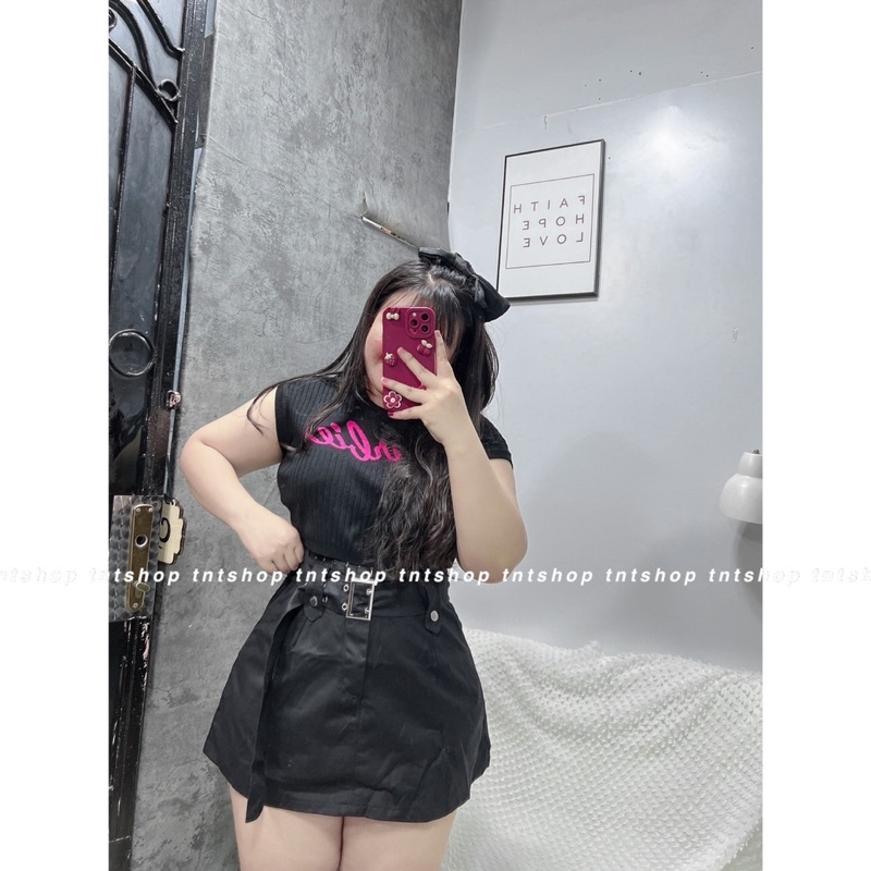 Chân Váy Kaki Cạp Cao Kèm Thắt Lưng