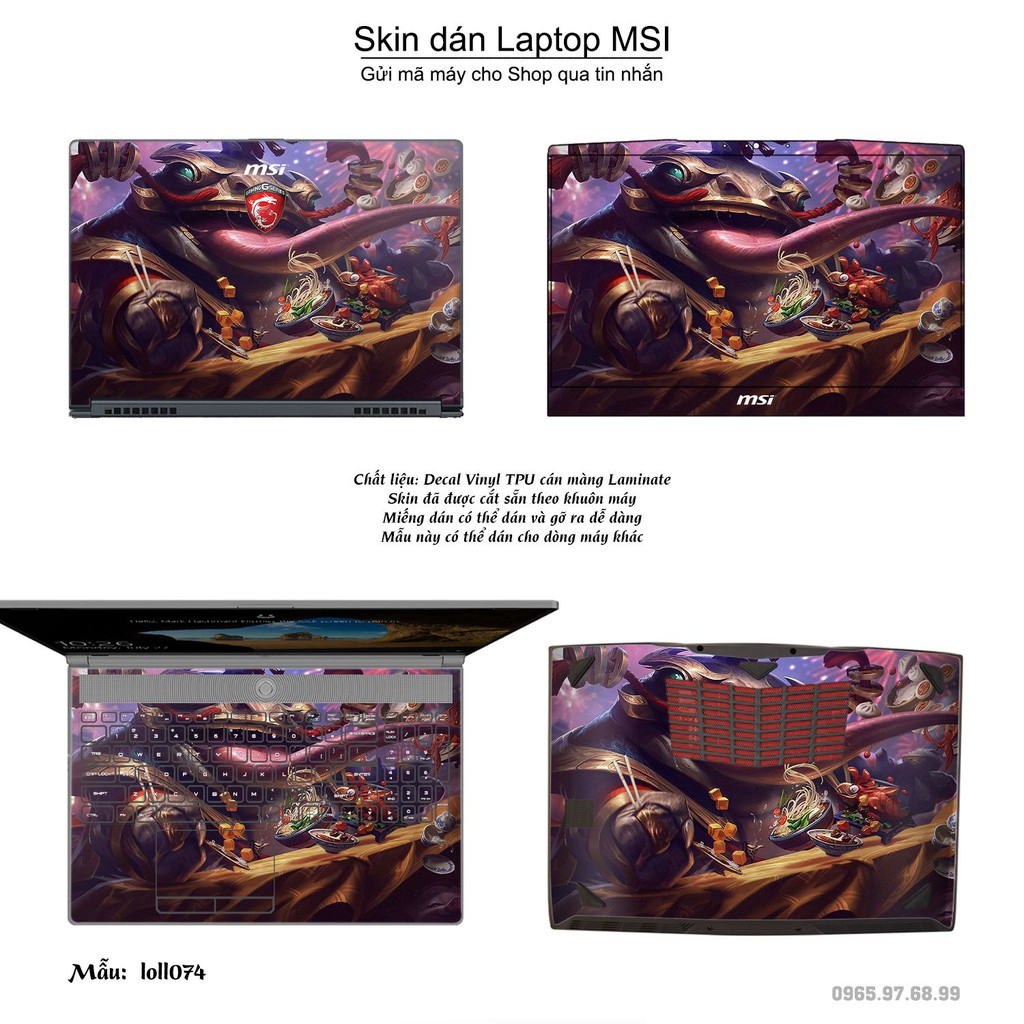 Skin dán Laptop MSI in hình Liên Minh Huyền Thoại nhiều mẫu 10 (inbox mã máy cho Shop)