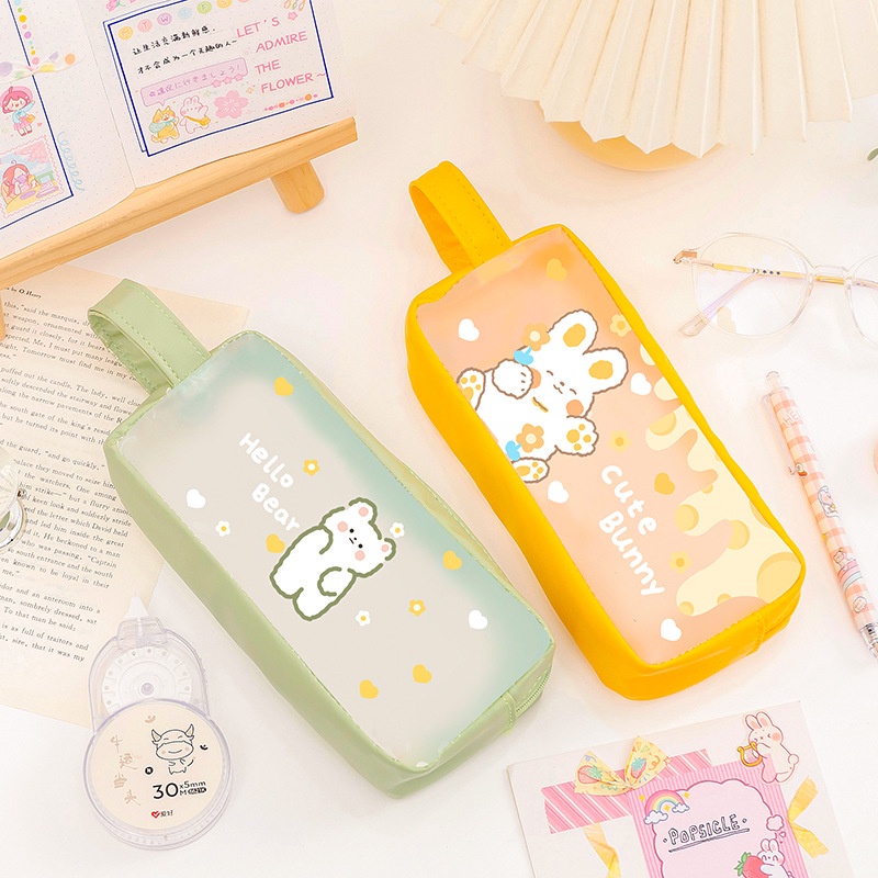 Túi Đựng Bút Trong Suốt Sức Chứa Lớn Họa Tiết Hoạt Hình Dễ Thương Sáng Tạo