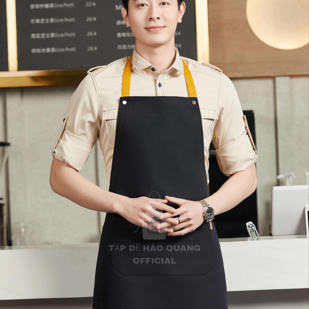 Tạp Dề cao cấp HÀO QUANG cho nhân viên pha chế , nhân viên phục vụ ,đầu bếp dáng dài màu ĐEN
