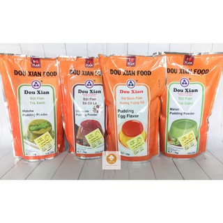Bột Bánh Flan Pudding Dou Xian Hàng Huy Trà Xanh Trứng Socola Dưa Gang Gói 1kg