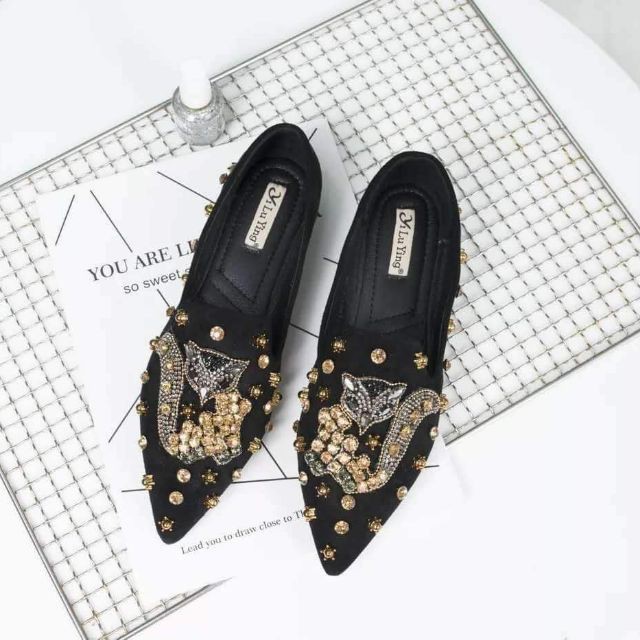 SALE SỐC SALE SOC [Siêu rẻ] Giày Búp Bê Hồ Ly Đính Đá chanh xả (B616) - KGMH | BigBuy360 - bigbuy360.vn