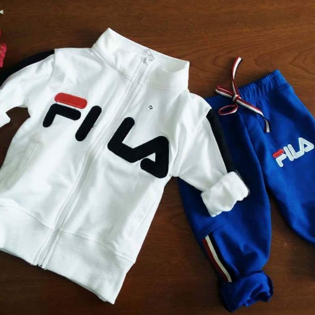 Áo khoát thêu chữ fila cho bé trai và bé gái
