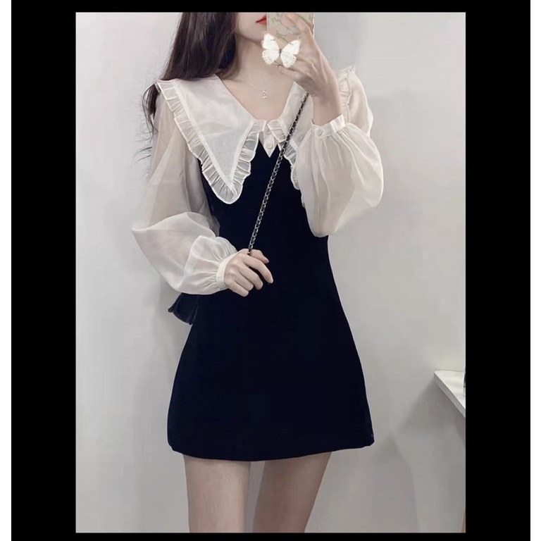 Váy phối tay voan