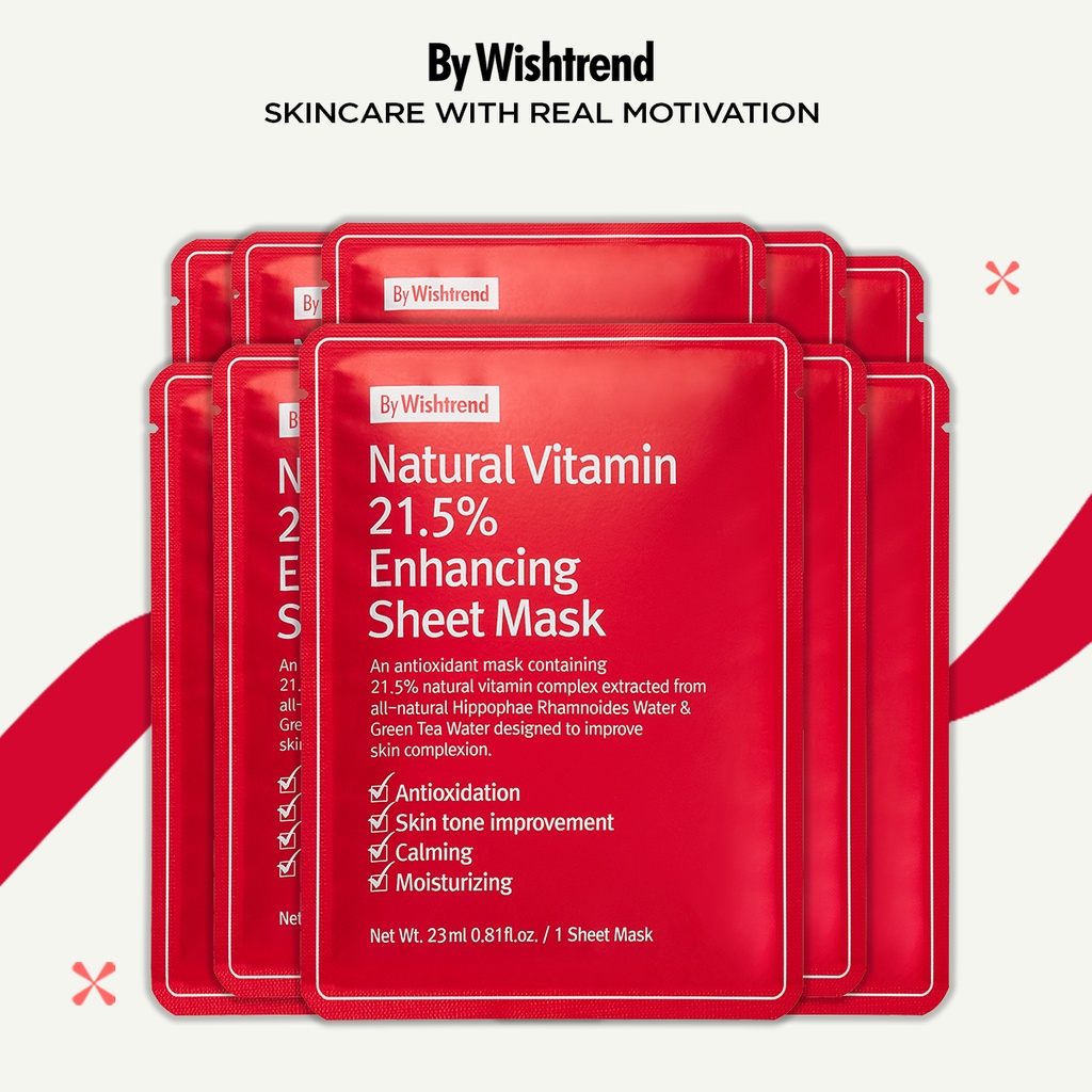 10 By Wishtrend mặt nạ giấy Natural Vitamin 21.5% Enhancing Sheet Mask 23ml