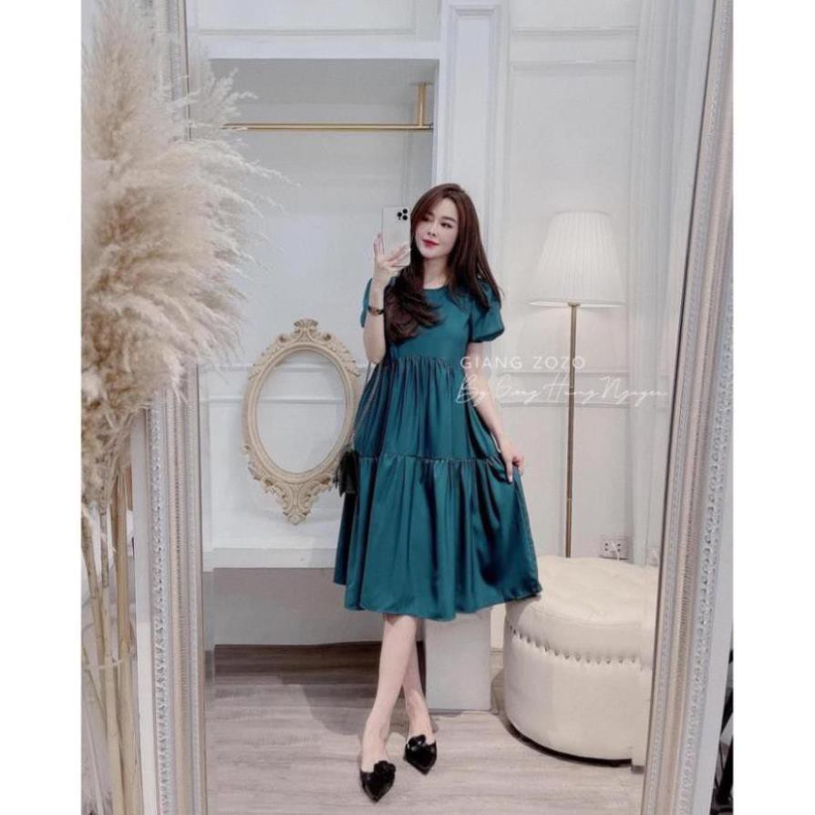 Đầm Nữ Váy Babydoll Thô 3 Tầng Màu Xanh Siêu Xinh Phong Cách Hàn Quốc Hàng Quảng Châu Loại Xịn