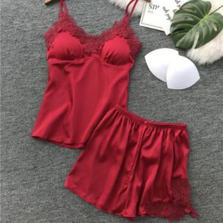 Sét bộ đùi lụa ren hoa hồng có mút nâng ngực