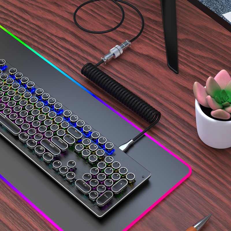 Dây Cáp Lò Xo Nối Bàn Phím Cơ Loại C USB Cho Máy Tính Để Bàn