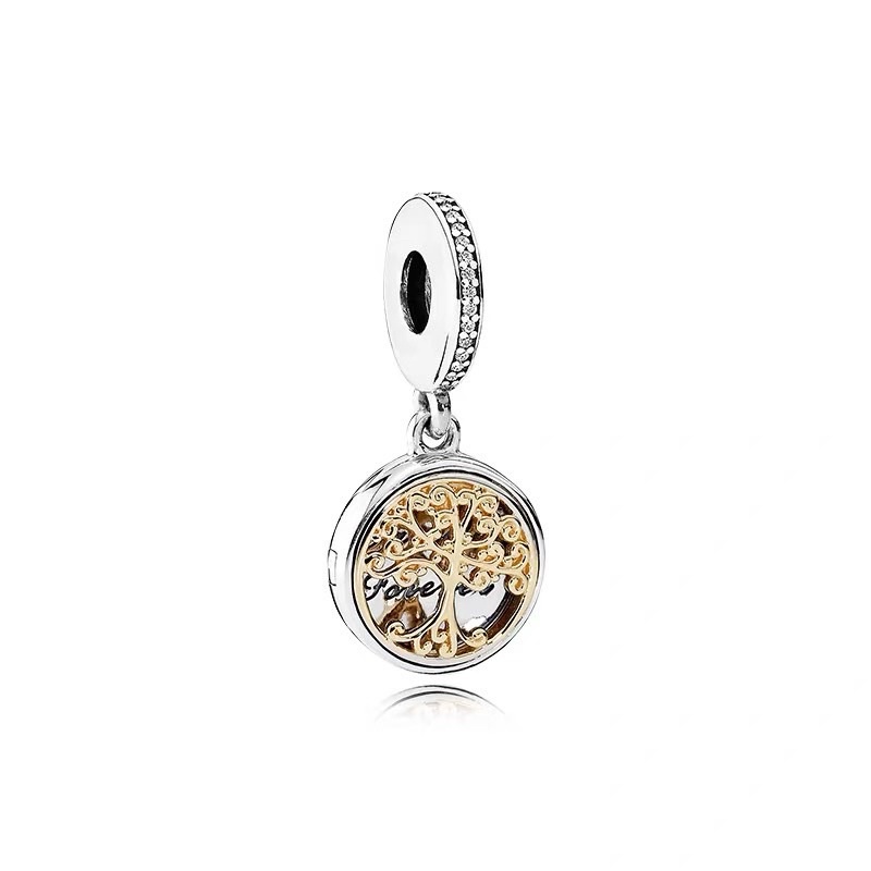 charm pan treo cây vàng phối trắng bạc s925 cao cấp