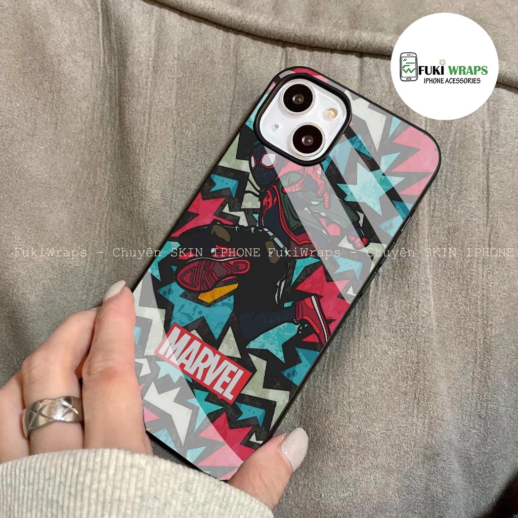 Ốp Lưng Kính Cường Lực / Case Spiderman Chống Vỡ Dành Cho 13ProMax 11ProMax 12ProMax X XS XSMAX  Fukishop