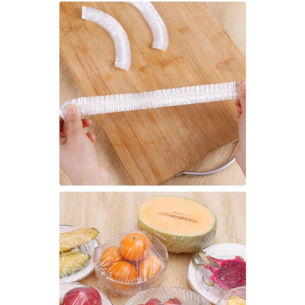 Set 100 Màng Bọc Thực Phẩm Bằng Nhựa PE Linh Hoạt Chống Bụi Dùng Một Lần Cho Tủ Lạnh