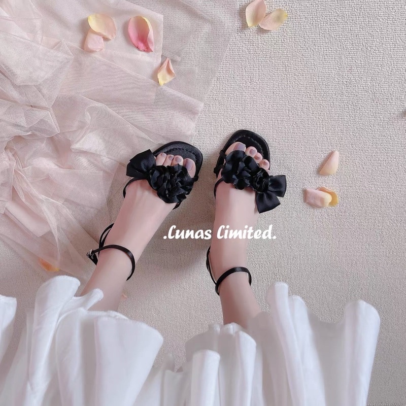 Sandal quai nơ ngang gót nhú fullbox hàng quảng châu cao cấp