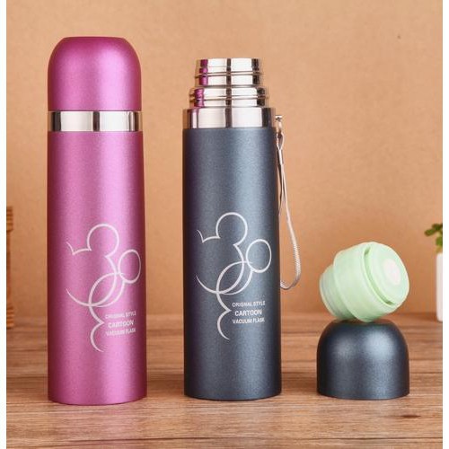 Bình nước giữ nhiệt 500ml chất liệu thép không gỉ hình chuột Mickey