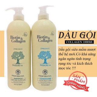 HOT [Chính Hãng] Cặp Dầu Gội Xả BIOTIN Trắng - BIOTIN COLLAGEN Giảm Rụng Tóc Phục Hồi Khô Sơ Hư Tổn 1000ML  Sản phẩm Hot